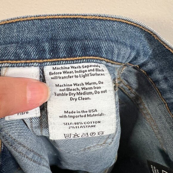 Proenza Schouler High Rise Flare Jeans Size 28 Two Tone Cropped Blue Denim - Picture 12 of 12